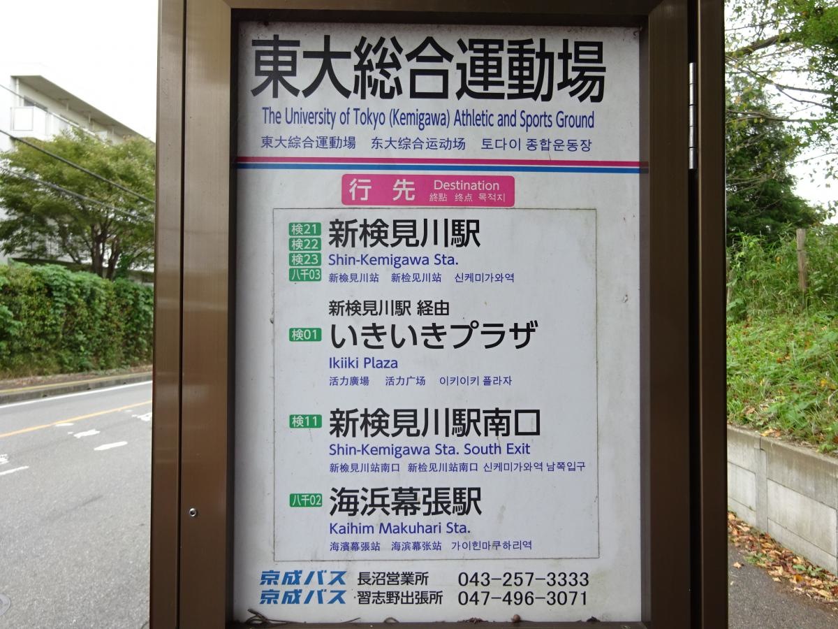 「東大総合運動場」バス停留所です。