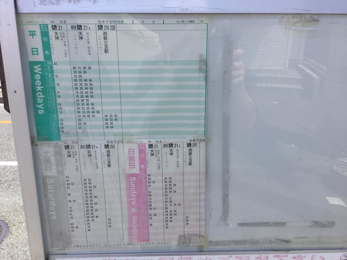 「奈多」バス停留所
