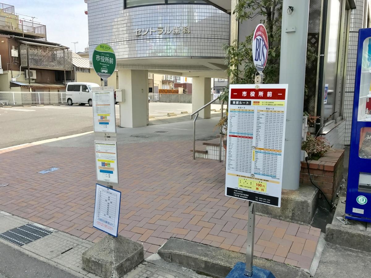 市役所前バス停になります。